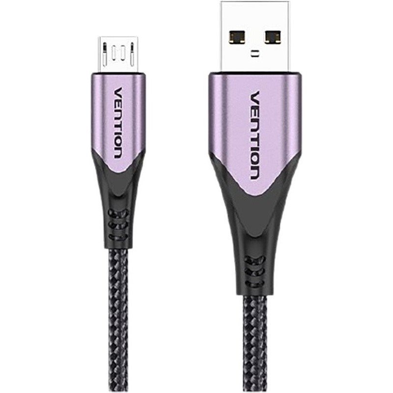 Vention Cotton Braided Micro USB to USB 2.0 Cable Purple 1M Aluminum Alloy Type