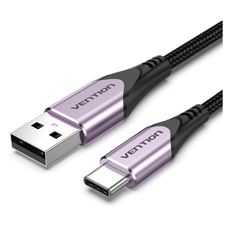 Vention Cotton Braided USB-C to USB 2.0 Cable Purple 1M Aluminum Alloy Type