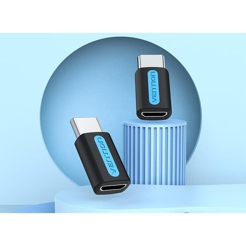Vention USB-C (M) to Micro USB 2.0 (F) OTG Adapter Black PVC Type