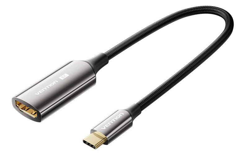 Vention Cotton Braided USB-C Male to HDMI Female 8K Converter 0.25M Black Zinc Alloy Type átalakító