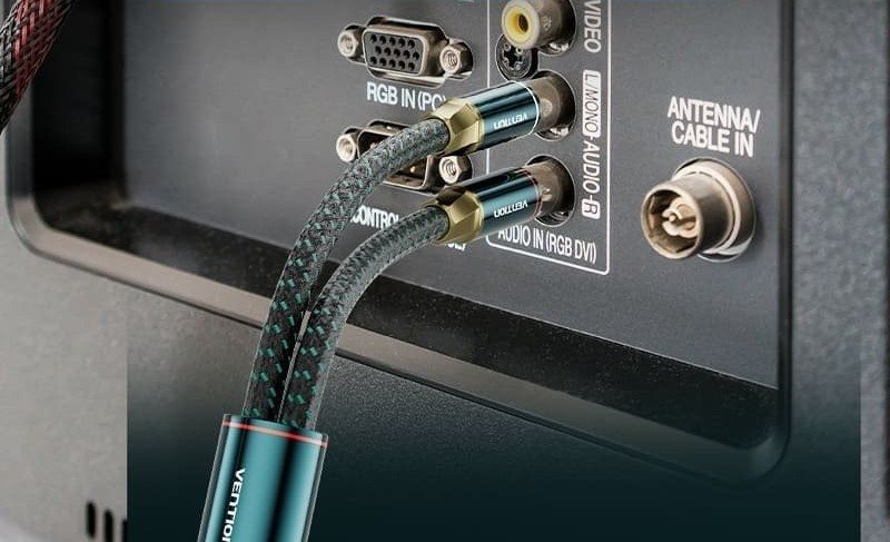 Vention Cotton Braided 3.5mm Male to 2RCA Male Audio Cable 1M Green Copper Type audiokábel