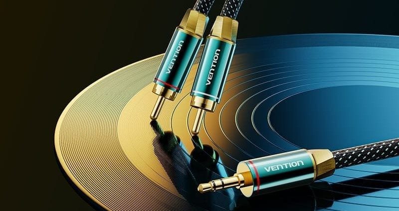 Vention Cotton Braided 3.5mm Male to 2RCA Male Audio Cable 1M Green Copper Type audiokábel