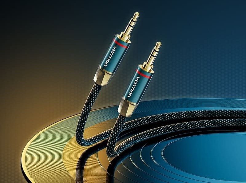 Vention Cotton Braided 3.5mm Male to Male Audio Cable 0.5M Green Copper Type audiokábel