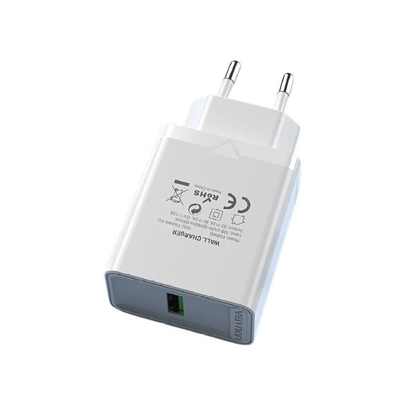 Vention 1-port USB Wall Quick Charger (18W) White 