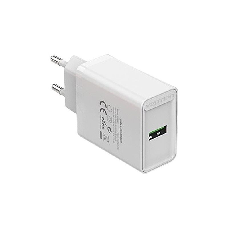 Vention 1-port USB Wall Quick Charger (18W) White 