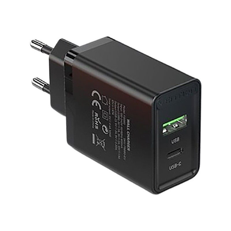 Vention 2-Port USB (A+C) Wall Charger (18W + 20W PD) Black