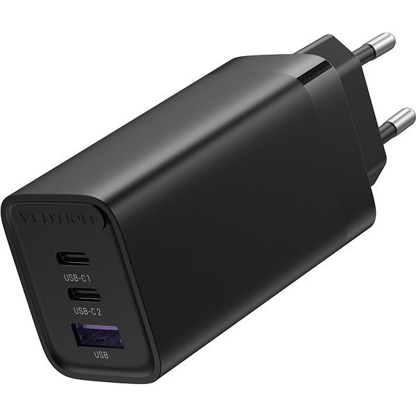 Vention 3-port GaN Charger (65W USB-C / 30W USB-C / 30W USB) Black hálózati adapter