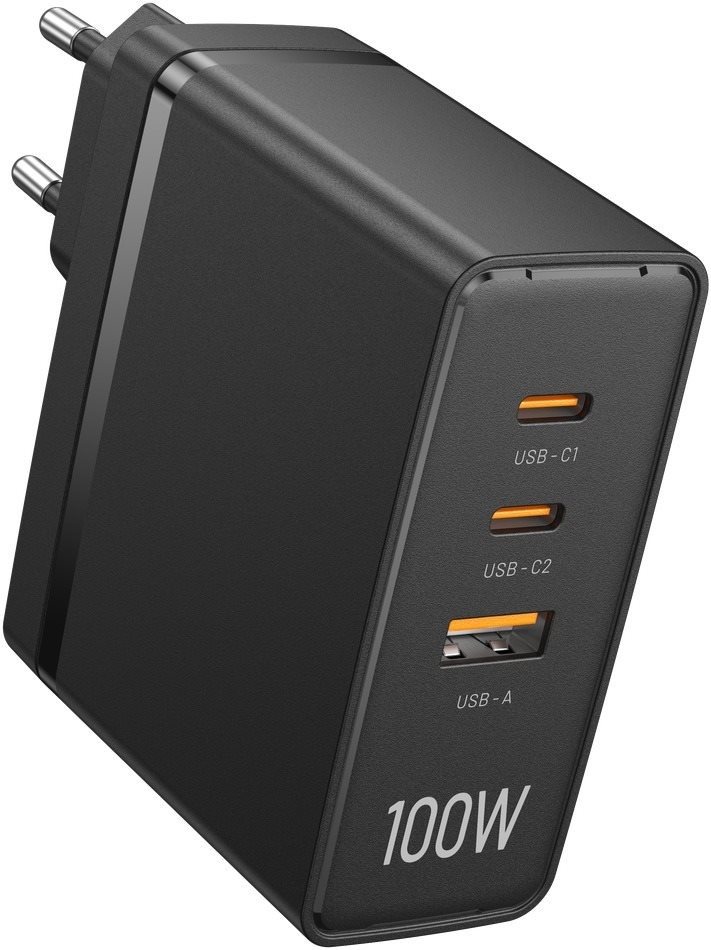 Vention Ultra 3-Port USB (C+C+A) GaN Charger (100W/100W/30W) Black