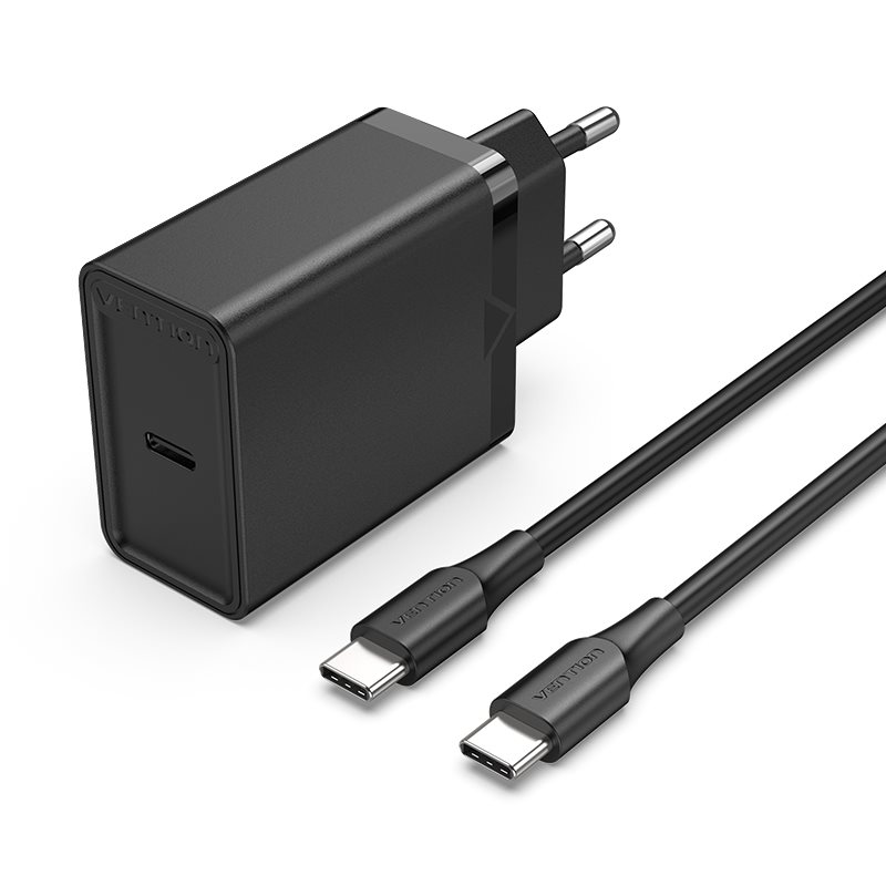 Vention 1-port 25W USB-C Wall Charger with USB-C Cable Black hálózati töltő