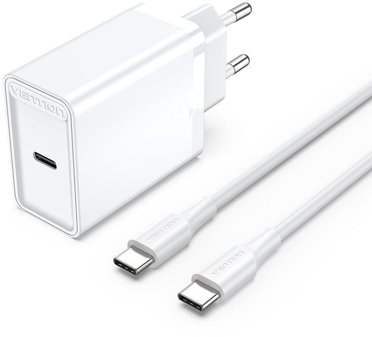 Vention 1-port 25W USB-C Wall Charger with USB-C Cable White hálózati töltő