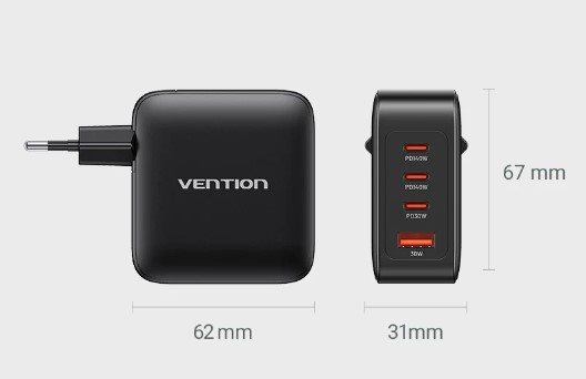 Vention 4-Port USB (C + C + C + A) GaN Charging Kit (140W/140W/30W/18W) EU-Plug White hálózati töltő