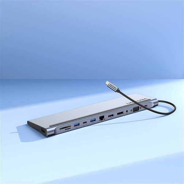 Vention USB-C to DP / HDMI / VGA / USB-C Gen 1 / 2x USB 3.0 / USB 2.0 / RJ45 / SD / TF / 3.5mm / PD portreplikátor Vention portreplikátor USB-C to DP / HDMI / VGA / USB-C Gen 1 / 2x USB 3.0 / USB 2.0 / RJ45 / SD / TF / 3.5mm / PD