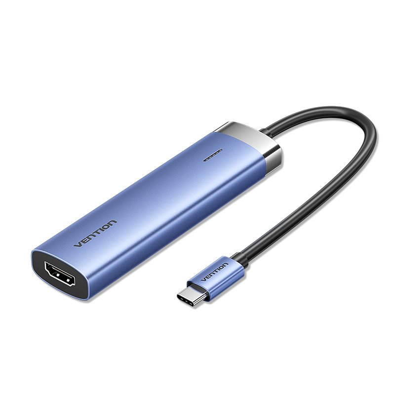 Vention USB-C to HDMI/USB 3.0 x 3/PD Docking Station 0.15M Blue Aluminum Alloy Type port replikátor