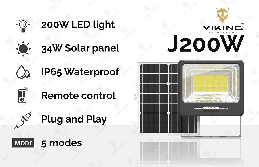 VIKING J200W napelemes LED lámpa