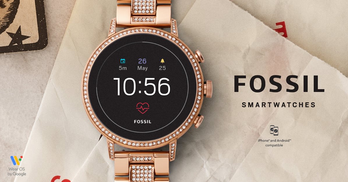 fossil venture hr rose gold
