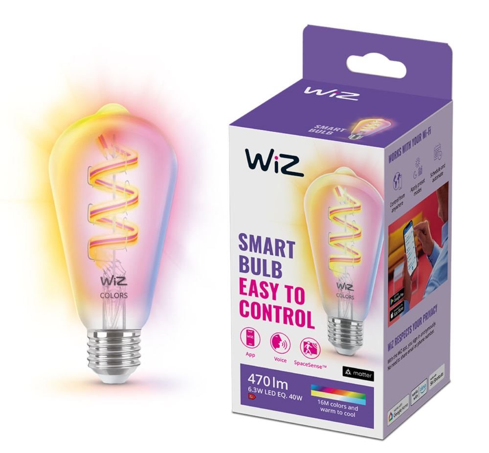 1× WIZ LED 6,3 WATT ST64 E27 RGB