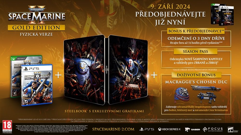 A Warhammer 40,000: Space Marine 2: Gold Edition Xbox Series X tartalmazza: