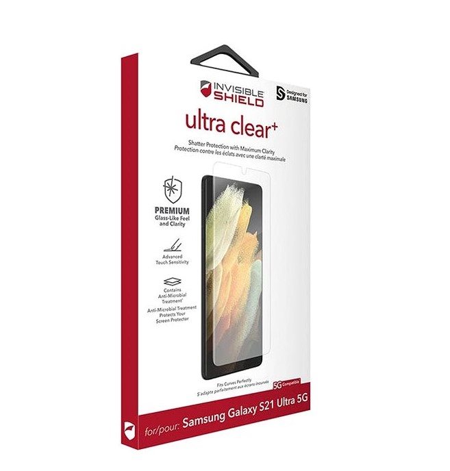 ZAGG InvisibleShield Ultra Clear+ üvegfólia Samsung Galaxy S21 Ultra 5G készülékhez