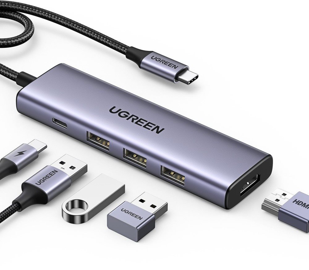 UGREEN USB-C To HDMI+3×USB 3.0 A+PD Power Converter 5in1 port replikátor