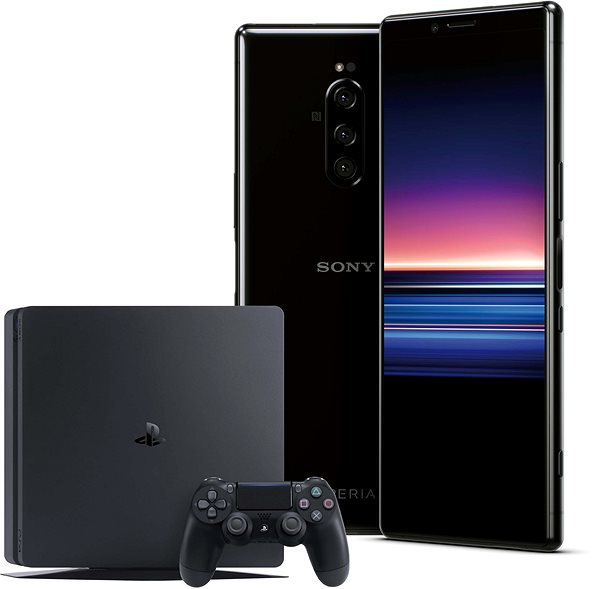 Sony Xperia 1 fekete + PlayStation 4 Fortnite Mobiltelefon PS4 sorozat Mágneses kontroller töltő állvány Dupla