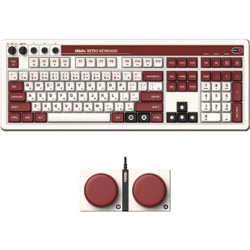 8BitDo Retro Mechanical Keyboard (Fami Edition) with Integrated Numpad + Dual Super Buttons - UK