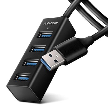 AXAGON HUE-M1AL SuperSpeed USB-A to 4-port MINI Hub, metal, 1,2m cable