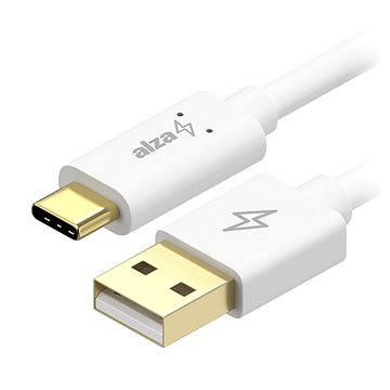 AlzaPower Core Charge 2.0 USB-C 3m fehér - Adatkábel