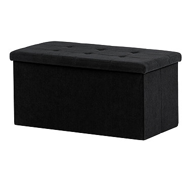 AUTRONIC Tárolós puff, fekete kordbársony, 37×77×38 cm
