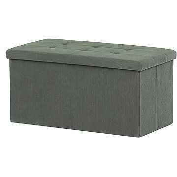 AUTRONIC Tárolós puff, zöld kordbársony, 37×77×38 cm