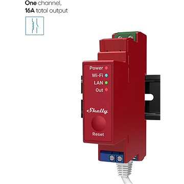 Shelly Pro 1PM, kapcsolómodul DIN-sínre, fogyasztásmérés, LAN, WiFi, Bluetooth