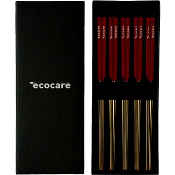 ECOCARE Fém Sushi pálcika doboz arany-piros 10 db