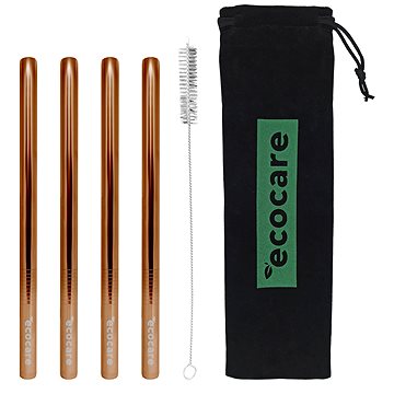 ECOCARE Fém szívószál Maxi 12 mm Rose Gold 4 db-os készlet