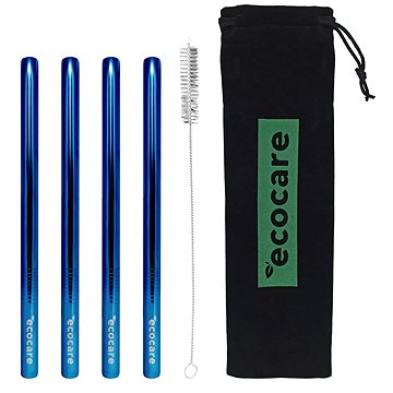 ECOCARE Fém szívószál Maxi 12 mm Blue 4 db-os készlet