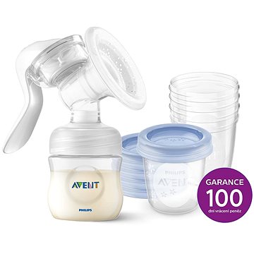Philips AVENT Kézi mellszívó + VIA 180 ml 5 db