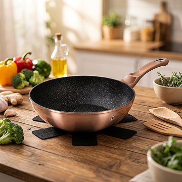 BerlingerHaus Rosegold Metallic Line wok márvány felülettel 28cm