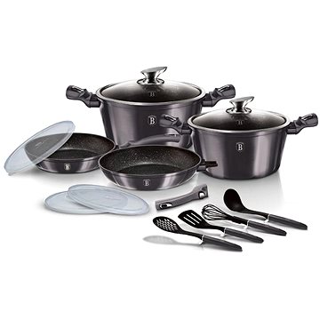 BERLINGERHAUS Carbon PRO Line edénykészlet márvány felülettel, 13 db