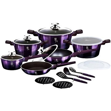 BerlingerHaus Purple Eclipse Collection Titán bevonatos edénykészlet, 18 db