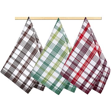 Bellatex 3 darabos készlet - 50 × 70 cm - kockás - zöld, barna, piros