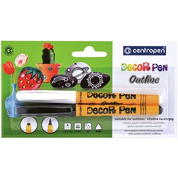 CENTROPEN Decor toll 2628 outline fehér+fekete BL