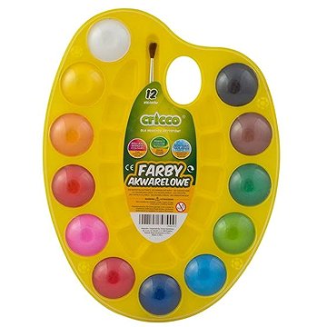 CRICCO akvarellfesték, 12 színű, paletta + ecset