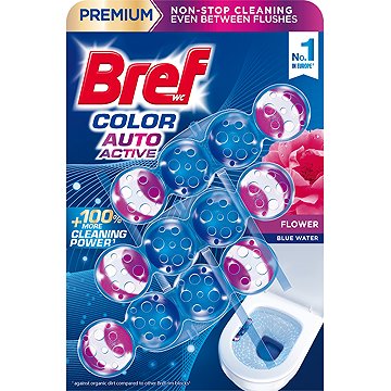 BREF Color Aktiv Flower WC tisztító és illatosító 3 x 50 g