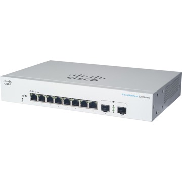 CISCO CBS220 Smart 8-port GE, Full PoE, Ext PS, 2x1G SFP