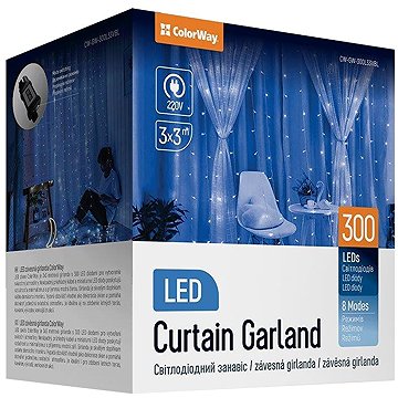 ColorWay CW-GW-300L33VBL, LED girland, 300x LED, kék, hossza 3 x 3 m