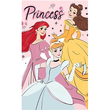 CARBOTEX Princess gyerek törölköző - Hamupipőke, Ariel és Belle, 30×50 cm