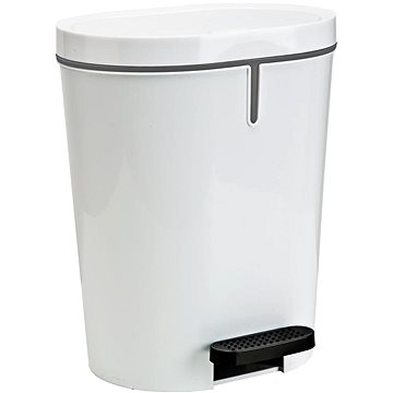 Denox Oval pedálos szemetes, 25 l, műanyag, fehér