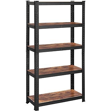 Dochtmann Polc, ipari, 150 × 75 × 30 cm, 5 polc, barna-fekete