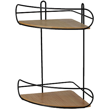 DOCHTMANN 2 szintes, sarokba - fém, bambusz, fekete 20 × 20 × 33 cm