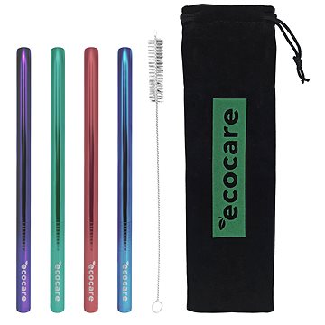 Ecocare Maxi Környezetbarát fém szívószál, keverék, 21,5×1,2 cm, 4 db