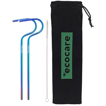 ECOCARE Környezetbarát fém szívószál Rainbow 2 db