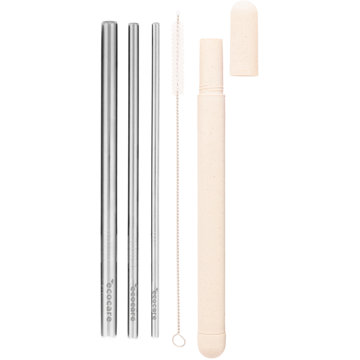 ECOCARE Környezetbarát fém szívószál készlet ezüst 3 db